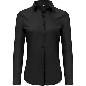 💫 Ruisin Wrinkle Free Button Down Shirts Women Black Long Sleeve Work Dress Top